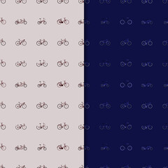 seamless pattern of various bicycles, flat style vector