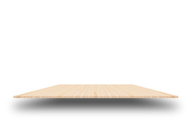 empty old wooden table top isolated on white background