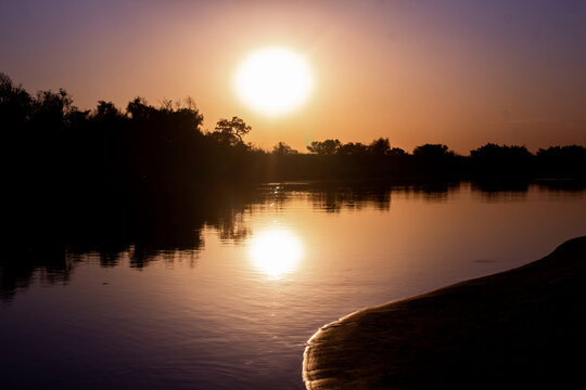 sunset on the river Gualeguay, Argentina