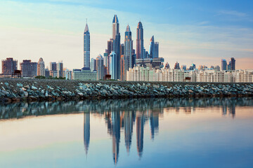 Modern and Luxury Dubai Marina - famous Dubai Marinah at sunrise, United Arab Emirates