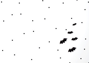 Halloween paper bats - overhead view flat lay