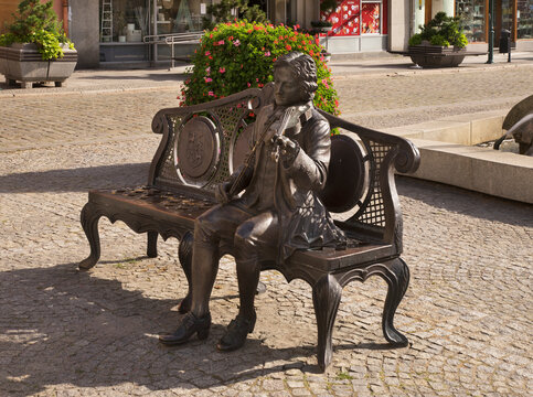 Georg Philipp Telemann Bench at Market square in Zary. Poland