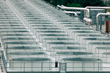 Storage tanks of Wairakei Geothermal Power Station in New Zealand