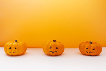 Orange Halloween pumpkins keeping social distancing