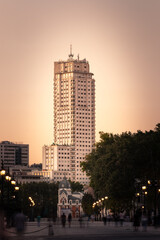Fototapeta na wymiar España Building, one of the tallest and most iconic skyscraper of Madrid; Spain.