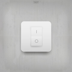 Light switch on concrete wall background. Vector.