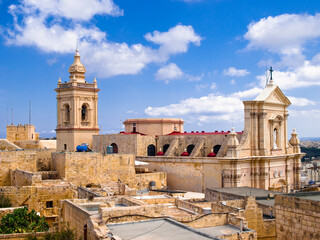Fototapeta na wymiar View of the cathedral in Rabat, Gozo