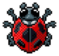 A ladybug or ladybird bug insect pixel art video game cartoon 8 bit icon