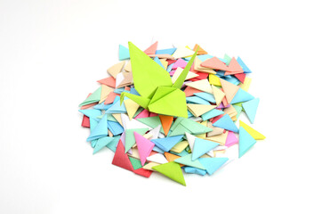 A green origami bird decoration