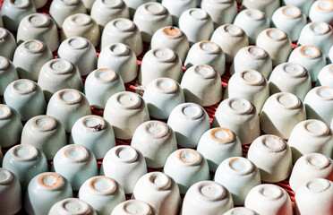 Ceramic dessert cups closeup photo