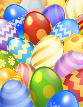 A decorated chocolate Easter eggs cartoon background illustration