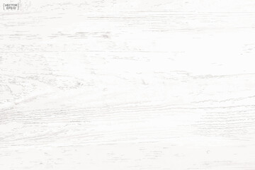 White wood pattern and texture for background. Vector.