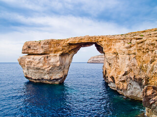 Fototapeta na wymiar Azure Window, famous stone arch on Gozo island, Malta