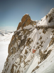 Cable car and walkaway in Aguile du Midi, France