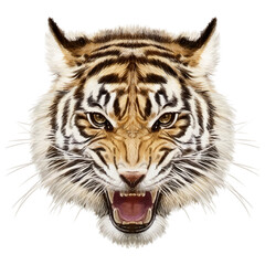 Tiger head animal wildlife hand draw and paint on white background vector illustration.