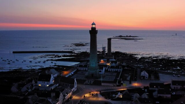 Lighthouse of  Eckmuhl at night Brittany France