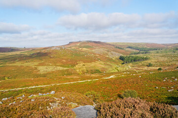 Fototapeta premium A bright misty autumn morning in the Derbyshire Peak District