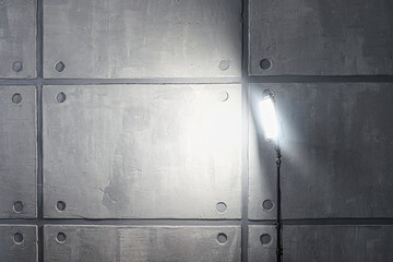 Loft style. Gray concrete wall  included spotlight.