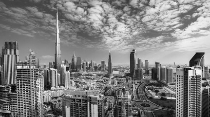 Dubai city - amazing city center skyline with luxury skyscrapers, United Arab Emirates