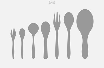 Spoon and fork icon set. Kitchenware sign and symbol. Vector.
