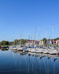 Fototapeta na wymiar Harbor with sailboats in Lipno Nad Vltavou, Czech Republic