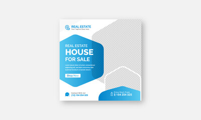 Social media real estate house sale banner post vector template. 