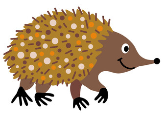 Cute echidna character illustration. Australian animal vector stock design.