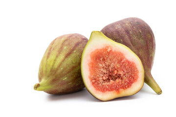 Fig fruits isolated on white background. Top view. Flat lay pattern