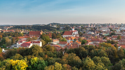 Fototapeta na wymiar Panoramic view of Vilnius, the capital of Lithuania at sunset