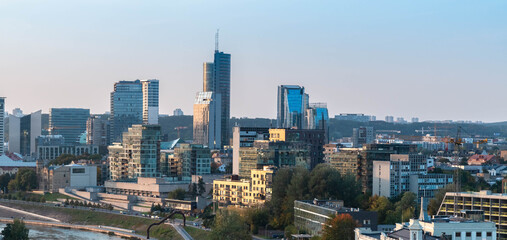 Panorama with skyscrapers of modern Vilnius, the capital of Lithuania