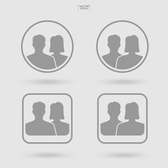 Male and female symbol. Human profile icon or people icon. Man and woman sign and symbol. Vector.