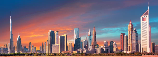 Foto op Aluminium Dubai stad - geweldige skyline van het stadscentrum met luxe wolkenkrabbers, Verenigde Arabische Emiraten © Rastislav Sedlak SK