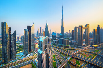 Fototapeta na wymiar Dubai city - amazing city center skyline with luxury skyscrapers, United Arab Emirates