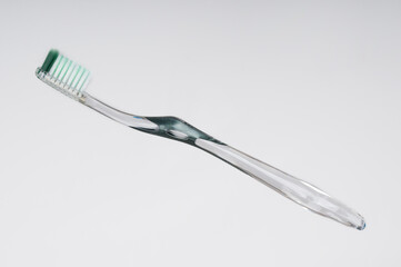 Toothbrush close up on gray  background