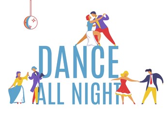 Flat cartoon characters set web banner social media post