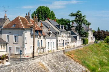Houses along Loire river in Amboise, France
