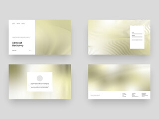 Obraz premium Set of backgrounds for landing page. Web design with abstract illustration. Linear, striped gold backdrop. Eps10 vector.