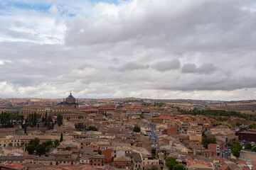 Landscape of the city of Toledo with the Tagus river and the Alcazar of Toledo