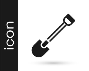 Black Fire shovel icon isolated on white background. Fire protection equipment. Equipment for firefighter. Vector.