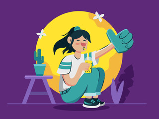 Girl enjoying illustration