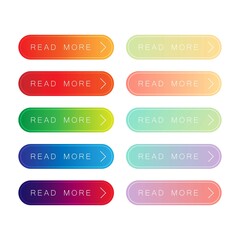 Set of Read More button with gradient color trendy vector template.