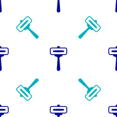 Blue Shaving razor icon isolated seamless pattern on white background. Vector.