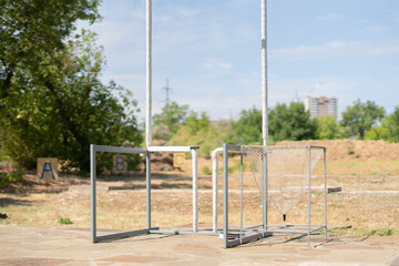 Fototapeta na wymiar outdoor empty shooting range spot, sport aiming training practice