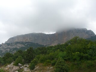 mountain, landscape, sky, nature, cloud, mountains, green, forest, view, clouds, hill, blue, summer, fog, beautiful, travel, valley, panorama, grass, hills, tree, peak, panoramic, hawaii, rock