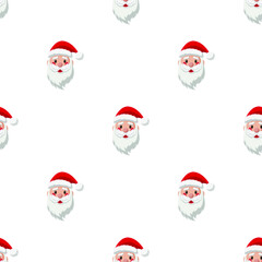 Seamless pattern with Santa Claus face in transparent background. Childish texture. Great for fabric, textile Vector Illustration
