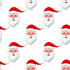 Seamless pattern. noel illustration. Santa Claus with hearts in eyes in transparent background