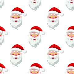 Seamless pattern. noel illustration. Santa Claus with stars in eyes in transparent background