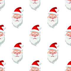 Seamless pattern. noel illustration. Sad Santa Claus transparent background