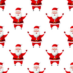 Seamless pattern for Christmas holiday with cute cartoon Santa Claus. Childish background. Vector Illustration