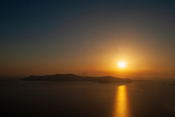 Beautiful sunset on the island of Santorini